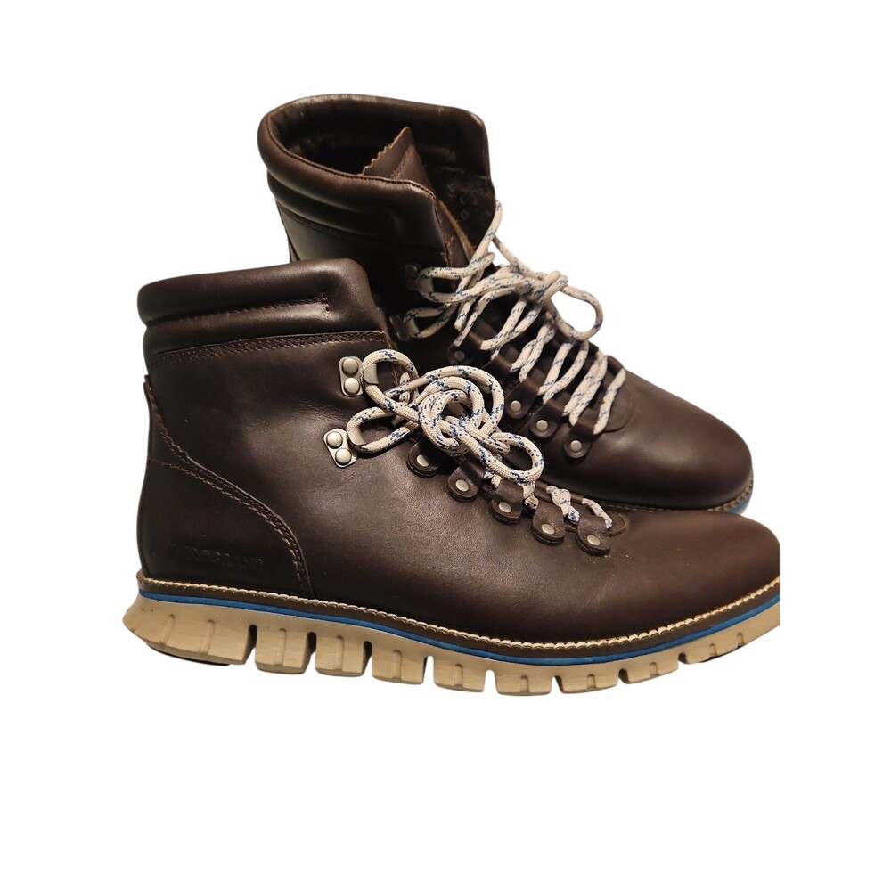 Cole Haan Zerogrand Lace‎ Up Boots Size 9.5 Brown Leather Waterproof C33960
